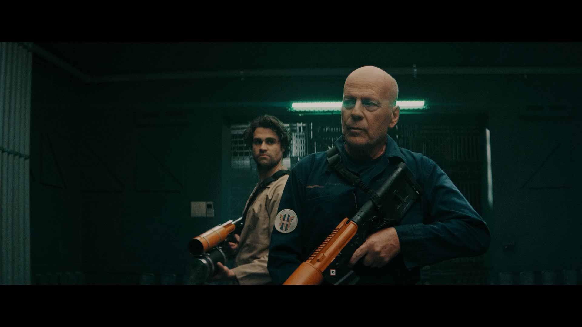Bruce Willis and actor Cody Kearsley on Breach (2020)